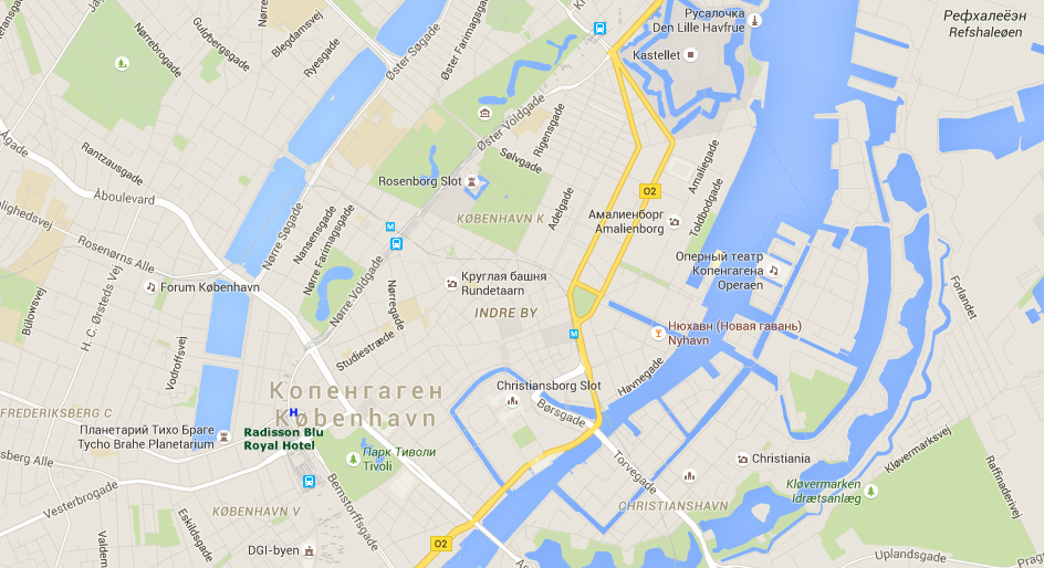 карта Копенгагена на русском с отелями достопримечательностями метро
